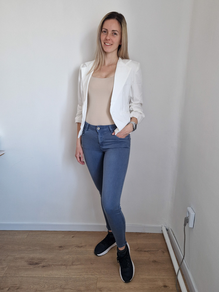 Bonbon szürkéskék push-up farmernadrág