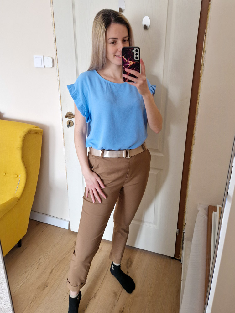 Dóra babakék fodros felső XL méretig