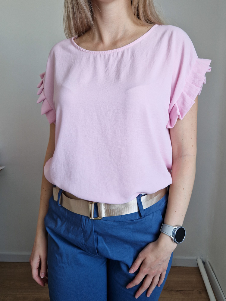 Dóra babarózsaszín fodros felső XL méretig