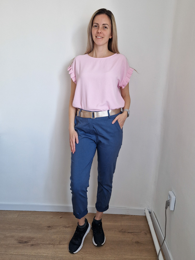 Dóra babarózsaszín fodros felső XL méretig