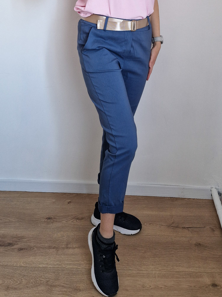 Edina farmerkék nadrág vékonyabb anyagból ajándék övvel – XL méretig