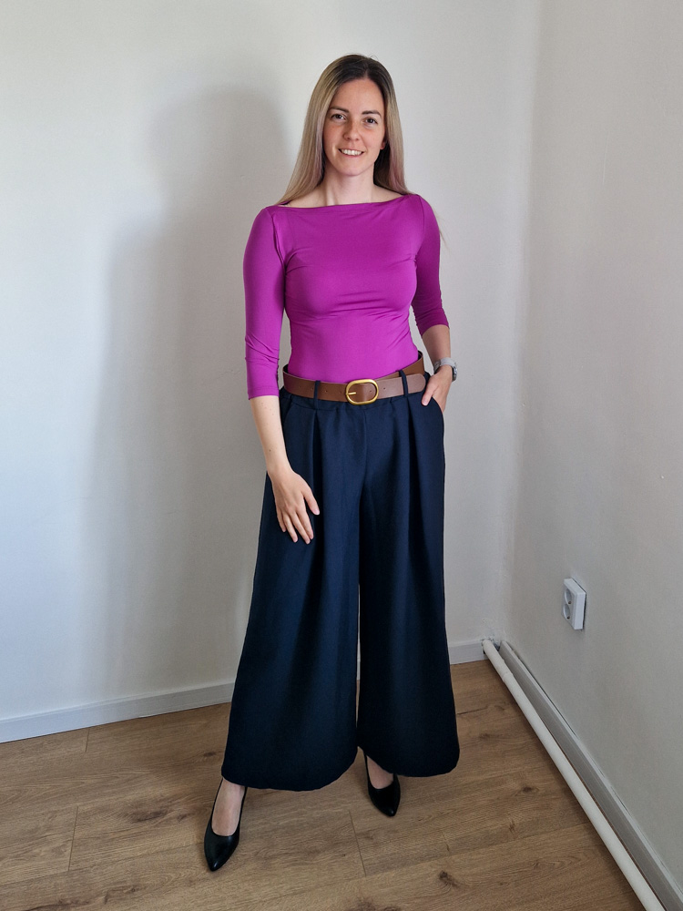 Linett sötétkék palazzo nadrág XL méretig