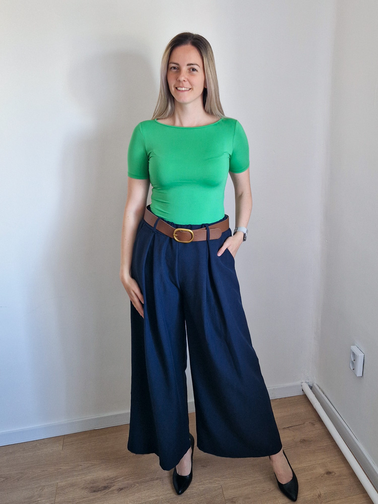 Linett sötétkék palazzo nadrág XL méretig