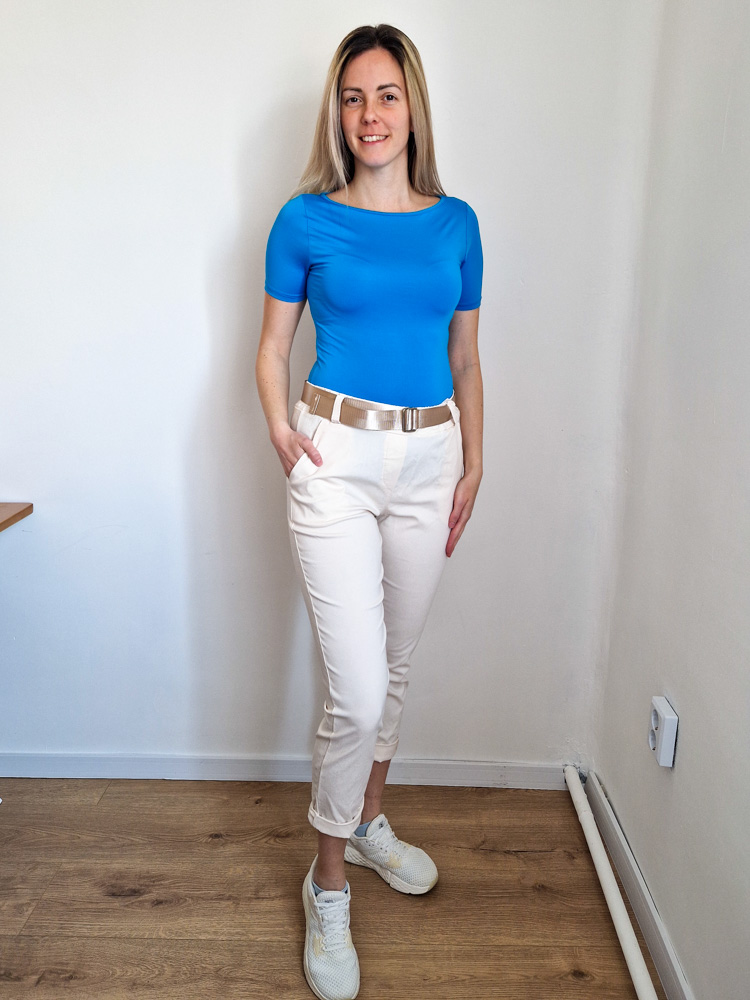 Love aquakék rövid ujjú kereknyakú basic felső