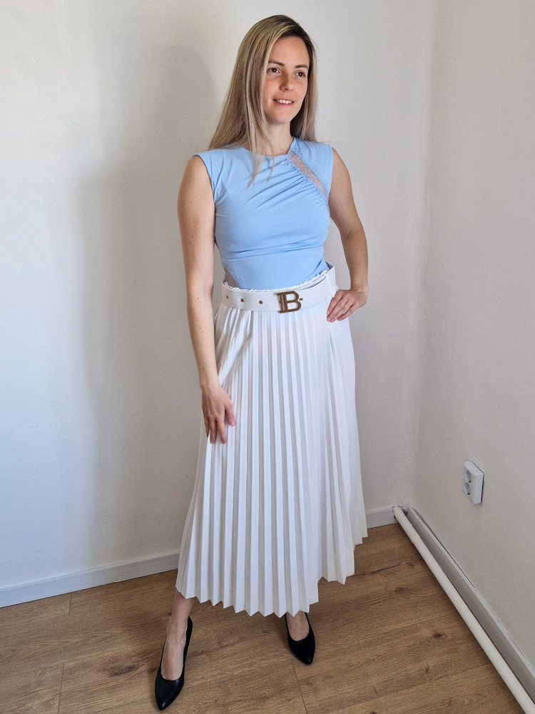 Bella babakék elegáns csipkés női felső – XS-L méret