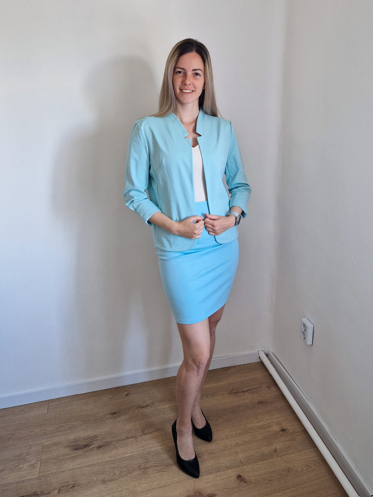 Boglárka türkiz pamut ceruzaszoknya – egyméretes, gumis derekú