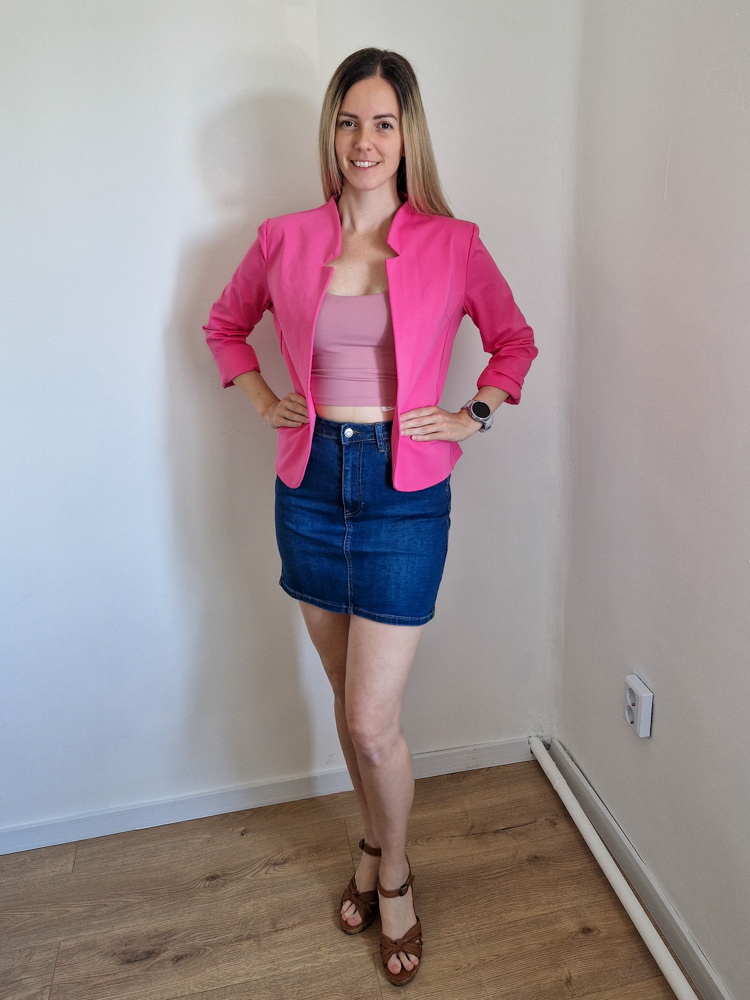 Camilla pink elegáns blézer – karcsúsító fazonnal