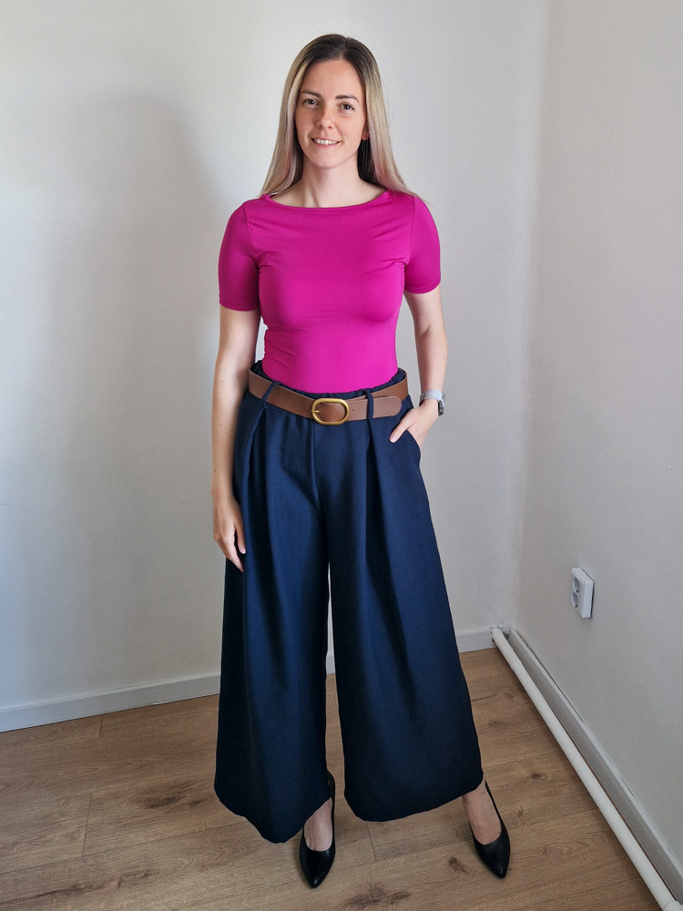 Love élénk lila rövid ujjú kereknyakú basic felső