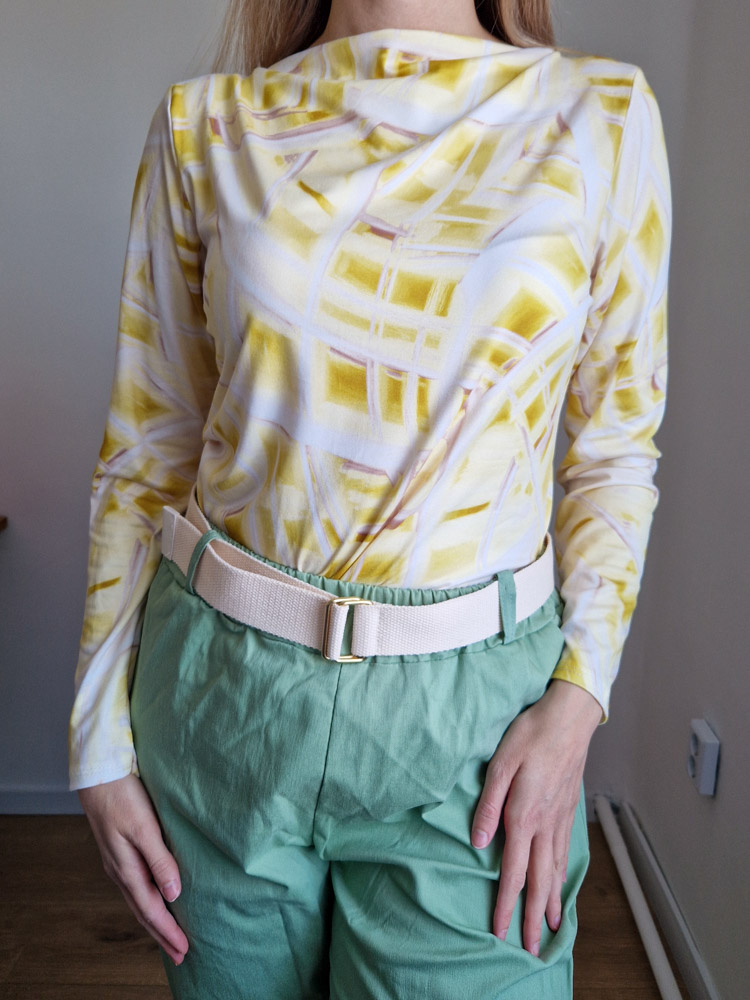 Vibe Limoncello sárga mintás hosszú ujjú felső – XL méretig