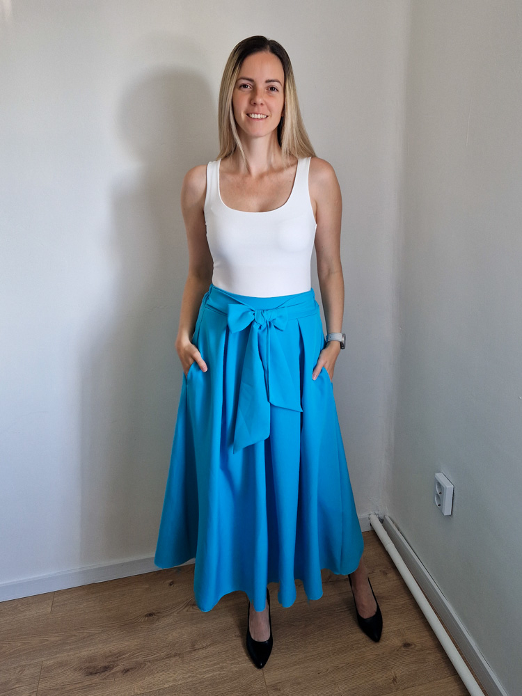Liza kék masnis midi szoknya – S-XL méret