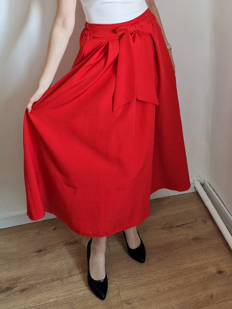 Liza piros masnis midi szoknya – S-XL méret