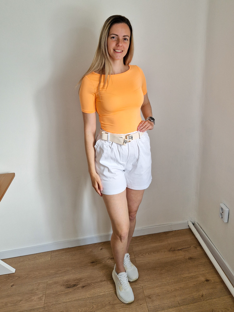 Love neonnarancs rövid ujjú kereknyakú basic felső