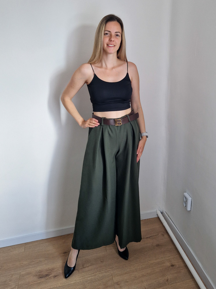 Linett khaki palazzo nadrág XL méretig