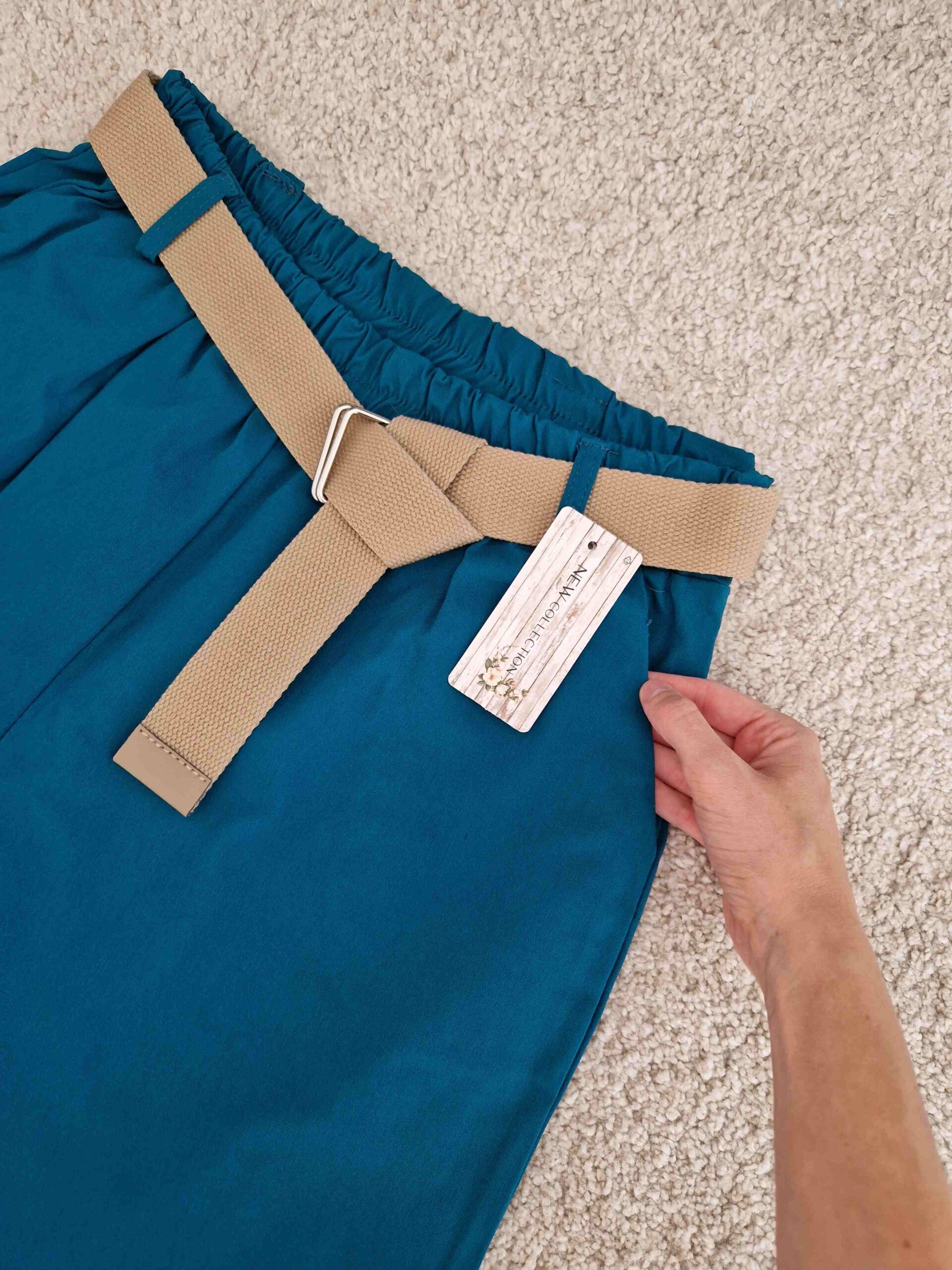 Anita petrol ballon fazonú női nadrág ajándék övvel – elegáns, kényelmes fazon XL méretig