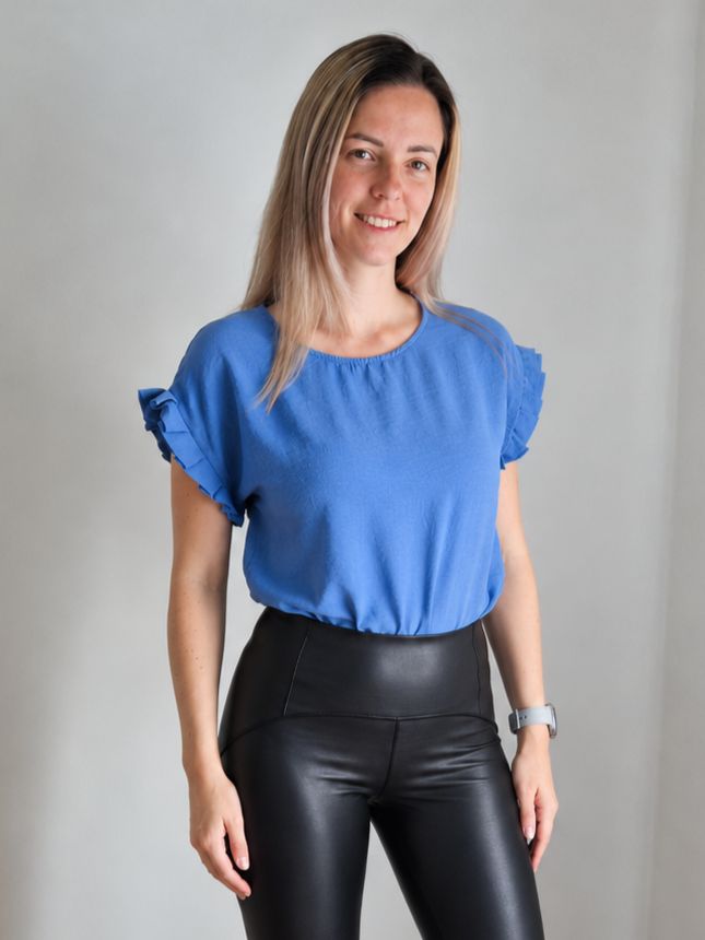 Dóra farmerkék fodros felső